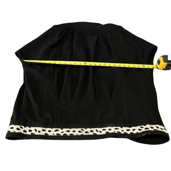 Sundance Denim Wear Black Jacket w/ Animal Print Trim | Made in USA | M - Picture 7 of 15